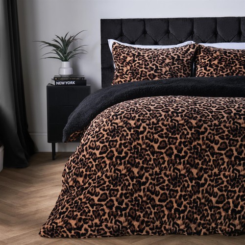 Ohs leopard bedding set - set, sherpa