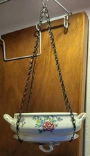 Beautiful Floral Bone China Hanging Planter Repurposed From a Tureen