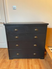 Black Wooden Chest of Drawers with brass handles