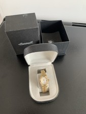 Ingersoll Ladies Watch In Box Gold With Crystals + Date Working