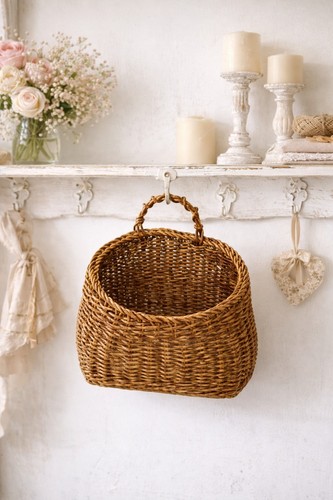 Faux wicker basket with - faux,