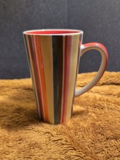 Whittard of Chelsea Tall Latte Mug Multicoloured Vertical Stripe Hand Painted