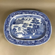 Antique Large Blue Willow Serving Platter Staffordshire Stone China