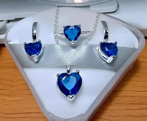 Heart jewelry set - jewelry, blue
