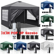 3x3m Pop Up Gazebo Outdoor Garden Marquee Patio Canopy Sides Wedding Party Tent