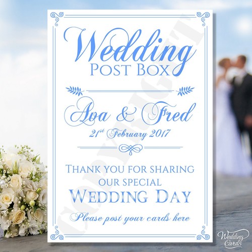 Wedding post box sign card - box,