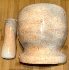 Pestle and Mortar Set Marble Pink Stone Spice & Herb Crusher