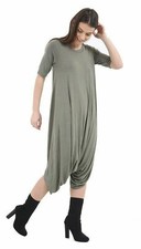 Women Ladies Short Sleeve Lagenlook Baggy Harem Italian Drape Jumpsuit Playsuit