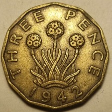 1942 brass threepence