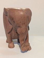Hand Carved Wooden Elephant Figurine – 15cm – Solid Wood, Vintage Style