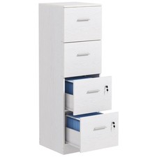 HOMCOM 4 Drawer File Cabinet Locking Filing Cabinet for A4, Ash Wood-Effect