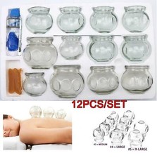 12 x Cupping/Glass Vacuum Massage Cups Set Therapy Health Acupuncture Suction UK