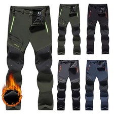 Men Waterproof Fleece Lined Trousers Tactical Thick Warm Cargo Work Hiking Pants