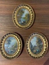 Three miniature oils on board