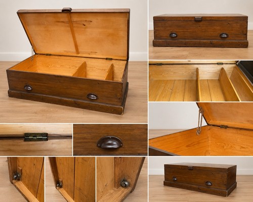 Tvintage wooden storage chest - wooden,