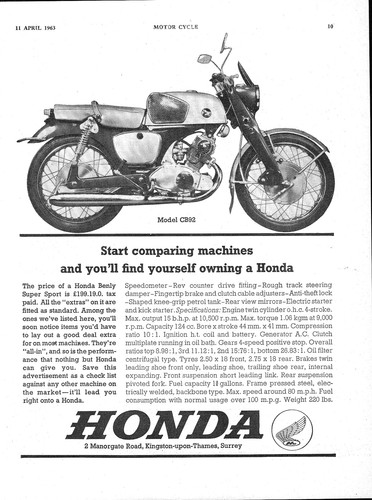 1963 advert for honda benly - 1963,