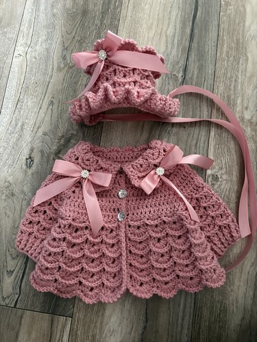 Crochet cardigan bonnet with - cardigan,,