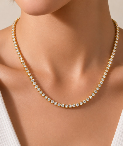 Gold tennis necklace 3mm - gold,
