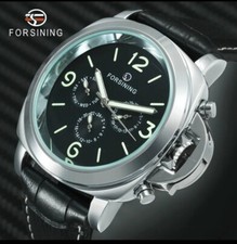 Men Automatic Watch Luminous Marina Leather Mechanical Luxury Sport Homage