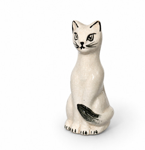 Vintage small pottery cat - small,