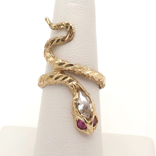 10k gold snake ring - ring, wrap