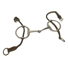 Stainless Steel Jointed Cheltenham Gag Bit with Brown Leather Cheeks