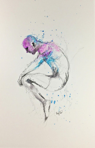 Original figurative ink sketch - ink,