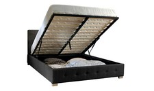 BLACK FABRIC OTTOMAN BED GREY