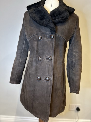 Vtg 70s brown suede - brown, shearling
