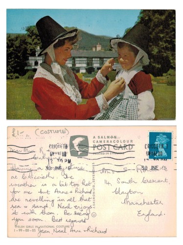 Postcard welsh girls in - -,