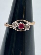 18ct Gold Platinum Diamond & Ruby ring Size M