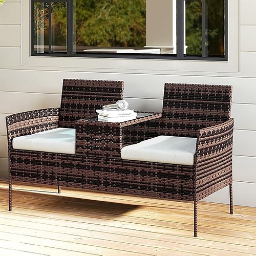 Rattan garden sofa - rattan, bench