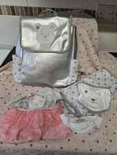 TINY TREASURES BABY DOLL CHANGING BAG WITH BIB, mat, change of clothes