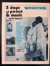 WOODSTOCK 3 DAYS OF PEACE AND MUSIC | ORIGINAL MAGAZINE ADVERT 8X11" M240