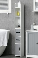 Tall Bathroom Cabinet Slim Narrow Floor Freestanding Cupboard Storage Unit