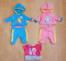 Vintage Baby Born Outfits - Tracksuits with Hoodies & Love Motif Top - Zapf