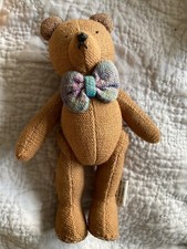 Manhattan Toy Company Teddy Mini Jointed Fabric Ted Bear Bow Tie Vintage Bear