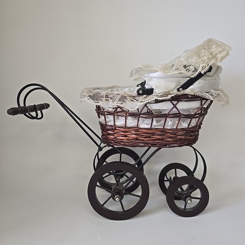 Vtg miniature baby - baby, buggy
