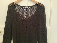 Ladies Red Herring See Through Black Dress Size 10