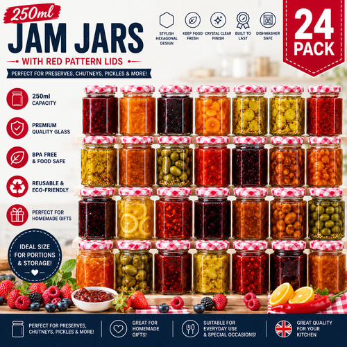 Hexagonal jars glass jam - hexagonal,
