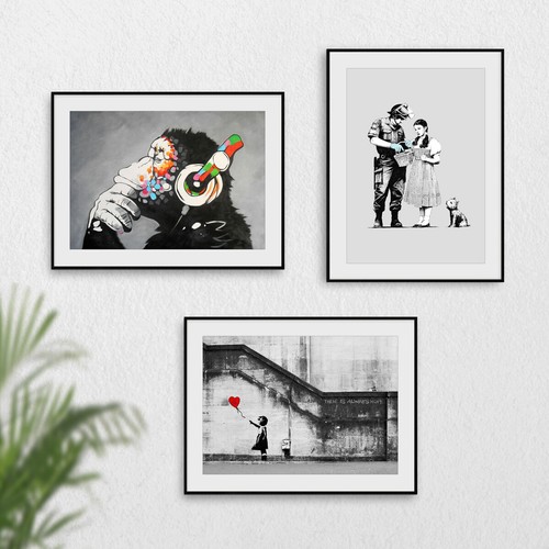 Set banksy wall art - set, 3