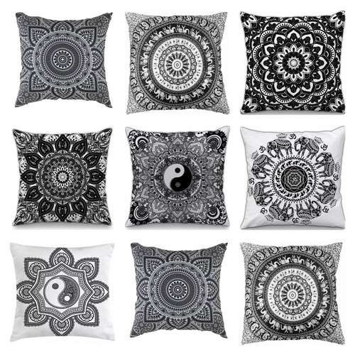 Black white indian mandala - black, &