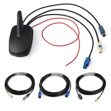 FM DAB GPS Aerial Shark Fin Fakra SMB DIN Antenna 3In1 Car Radio Roof Mount 5m