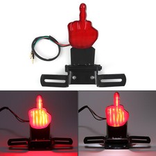 1x New Middle Finger LED Break Tail Light Taillamp w/Plate for Chopper Bobber UK