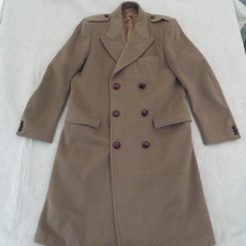 Guards Pure Wool Overcoat Mens M-L (40-41") Brown Pea Coat VTG Made in England