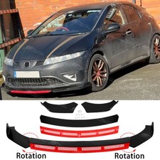 Gloss Black Red Front Bumper Splitter Spoiler Lip For Honda Civic FN2 2005-2012