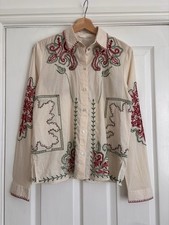 ZARA Embroidered Blouse S Ecru