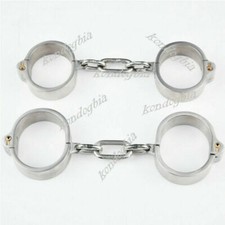 Stainless Steel Bondage Handcuffs Ankle Cuffs Wrist Cuffs Set Shackle Slave BDSM