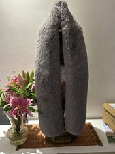 New Luxurious Grey Stole Long Faux Fur.