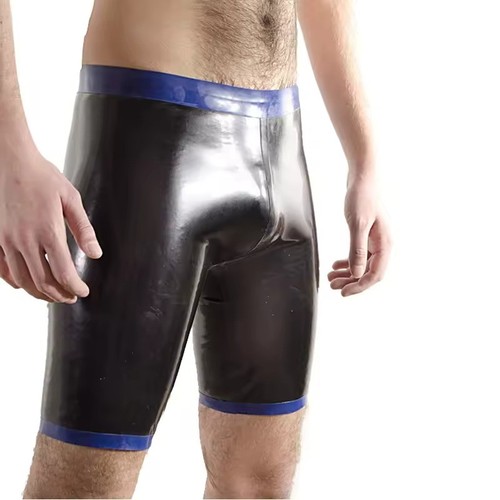 Latex shorts with blue waist - latex,